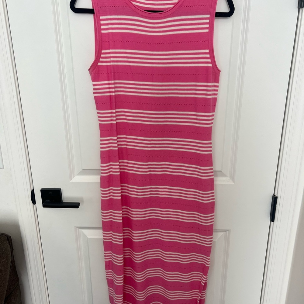 Pink Striped Sleeveless Dress